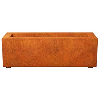 LARGO 1 Corten Metallblumentopf,  rostiges Design-Objekt aus Corten-Stahl, Materialdicke 2mm, 90x30x30 cm