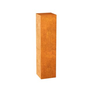 SIMPLE 10 Corten Basis Deko-Podest / Sockel / Aufsteller / Säule / Ständer, Design-Objekt rostig aus Corten-Stahl,  archaische Präsentation Indoor und Outdoor, Materialdicke 2mm, 30x30x120 cm