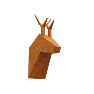 Gämsen-Geweih modern - Cortenstahl, Design-Objekt aus Corten-Stahl, rostig,  witterungsbeständig, Materialdicke 2mm, 20x50x70 cm, made in EU