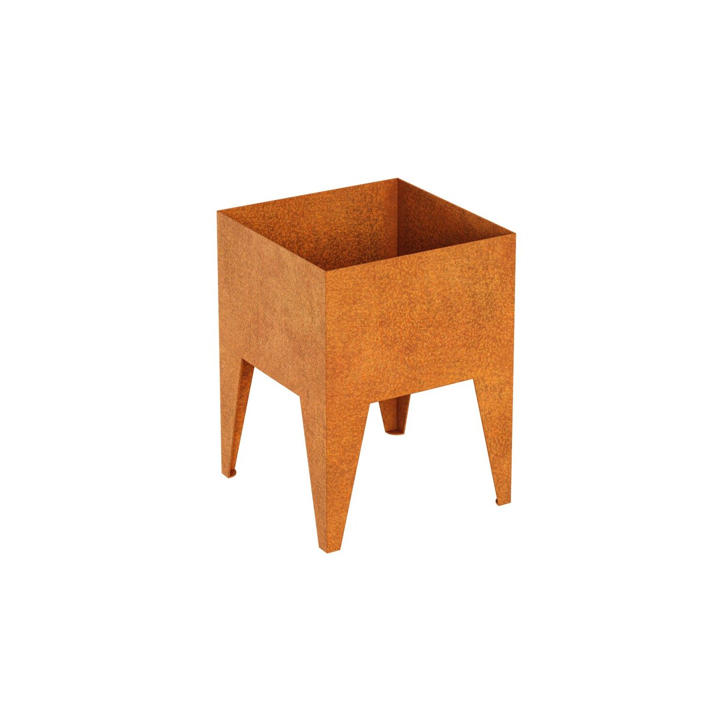 PIER1  Pierna 1 Corten Metallblumentopf, Design-Objekt aus Corten-Stahl, Materialdicke 2mm, 45x45x60 cm, Blumenkübel auf Füßen/Beinen (unterfahrbar/anhebbar), rostig, made in EU 	 
		 (Cortenstahl, Corten, Design)  
	
