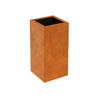 DEPO 3 Corten Metallblumentopf mit Kunststoff-Innenbehälter, Design-Objekt aus Corten-Stahl, Pflanzkübel 45x45x Höhe 90 cm, Materialdicke 2mm,  outdoor und indoor nutzbar, made in EU ( Versand kostenfrei *)