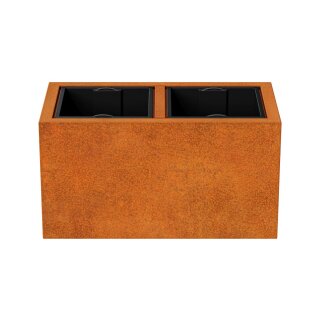 DEPO 5 Corten Metallblumentopf mit Kunststoff-Innenbehälter,  Design-Objekt aus Corten-Stahl, Pflanzkübel 85x45x Höhe 45 cm, Materialdicke 2mm,  outdoor und indoor nutzbar, made in EU ( Versand kostenfrei *)