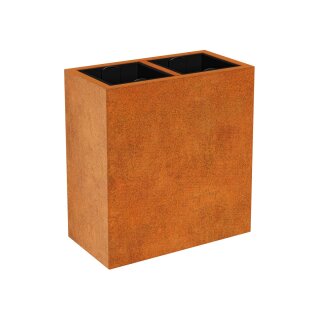DEPO 7 Corten Metallblumentopfmit Kunststoff-Innenbehälter, Design-Objekt aus Corten-Stahl, Pflanzkübel 85x45x Höhe 90 cm, Materialdicke 2mm,  outdoor und indoor nutzbar,  made in EU ( Versand kostenfrei *)