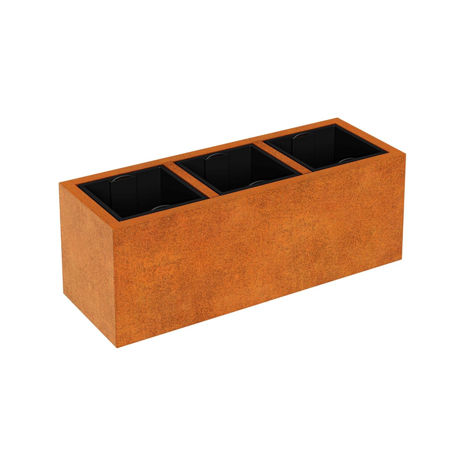 DEP9  DEPO 9 Corten Metallblumentopf mit Kunststoff-Innenbehälter,  Design-Objekt aus Corten-Stahl, Pflanzcontainer 125x45x Höhe 45 cm, Materialdicke 2mm,  outdoor und indoor nutzbar, made in EU ( Versand kostenfrei *) 	 
		 (Cortenstahl, Corten, Design)  
	