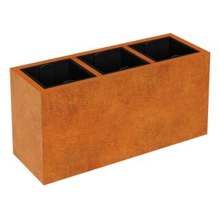 DEPO 10 Corten Metallblumentopf mit Kunststoff-Innenbehälter, Design-Objekt aus Corten-Stahl, Pflanzcontainer 125x45x Höhe 60 cm, Materialdicke 2mm, outdoor und indoor nutzbar,  made in EU ( Versand kostenfrei *)