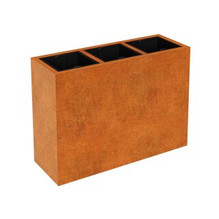 DEPO 11 Corten Metallblumentopf mit Kunststoff-Innenbehälter, Design-Objekt aus Corten-Stahl, Pflanzcontainer 125x45x Höhe 90 cm, Materialdicke 2mm,  outdoor und indoor nutzbar, made in EU ( Versand kostenfrei *)
