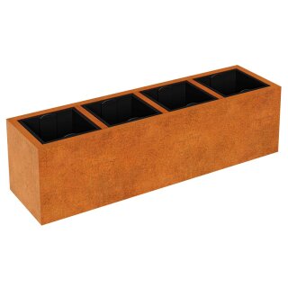 DEPO 13 Corten Metallblumentopf mit Kunststoff-Innenbehälter, Design-Objekt aus Corten-Stahl, Pflanzcontainer 165x45x Höhe 45 cm, Materialdicke 2mm,  outdoor und indoor nutzbar, made in EU ( Versand kostenfrei *)
