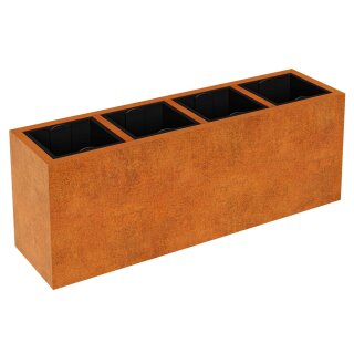 DEPO 14 Corten Metallblumentopf mit Kunststoff-Innenbehälter, Design-Objekt aus Corten-Stahl, Pflanzcontainer 165x45x Höhe 60 cm, Materialdicke 2mm,  outdoor und indoor nutzbar, made in EU ( Versand kostenfrei *)