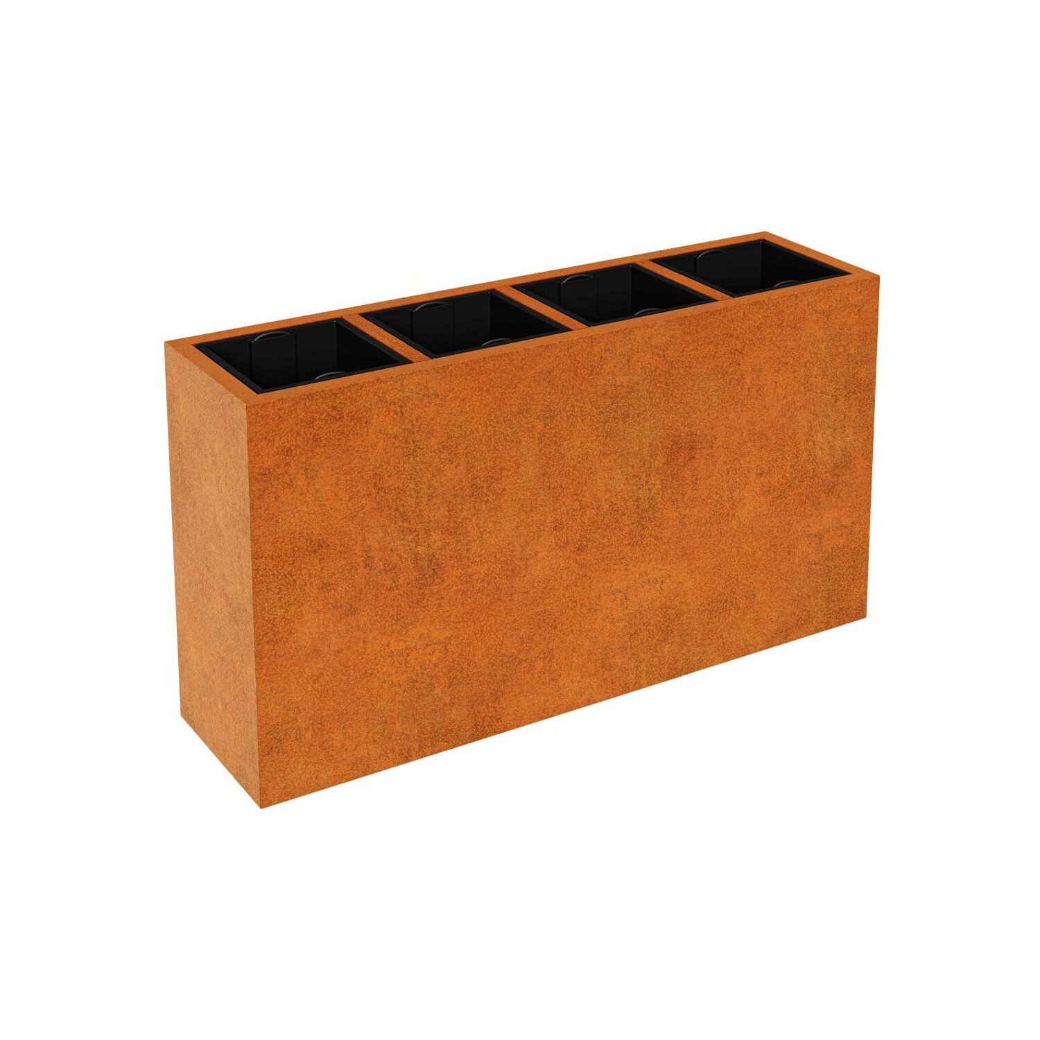 DEP15  DEPO 15 Corten Metallblumentopf mit Kunststoff-Innenbehälter,  Design-Objekt aus Corten-Stahl, Pflanzcontainer 165x45x Höhe 90 cm, Materialdicke 2mm,  outdoor und indoor nutzbar, made in EU ( Versand kostenfrei *) 	 
		 (Cortenstahl, Corten, Design)  
	