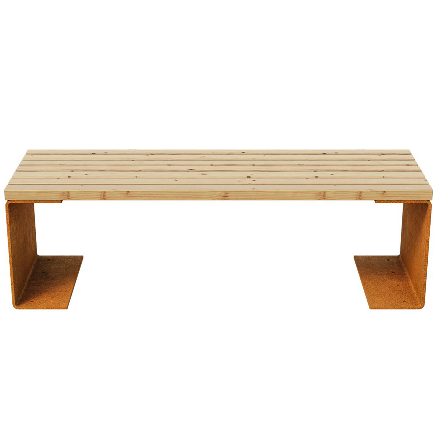 CHA3  CHAN 3 Corten Bank, rostiges Design-Objekt in aus extra dickwandigen Corten-Stahl, Sitzfläche aus Fichtenholz doppelt matt lackiert, City  Sitz-Bank 150x50x46 cm, made in EU ( Versand kostenfrei *) 	 
		 (Cortenstahl, Corten, Design, Rost)  
	