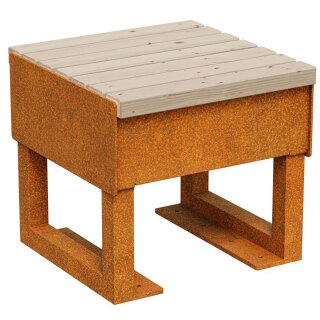 GORDO 1 Corten Bank, rostiges Design-Objekt aus extra dickwandigen Corten-Stahl, Sitzfläche aus Fichtenholz doppelt matt lackiert, Sitzbank 50x50x46 cm, made in EU (Versand kostenfrei *)