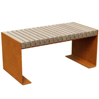 FLANCO A2 Corten Bank, Rostiges Design-Objekt aus extra dickwandigen Corten-Stahl, Sitzfläche aus Fichtenholz doppelt matt lackiert, City Sitzbank 100x50x46 cm, made in EU ( Versand kostenfrei *)