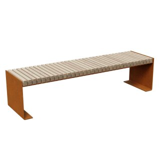 FLANCO A4 Corten Bank, rostiges Design-Objekt aus extra dickwandigen Corten-Stahl, Sitzfläche aus Fichtenholz und  doppelt matt lackiert, City Sitzbank 180x50x46 cm, made in EU (Versand kostenfrei *)