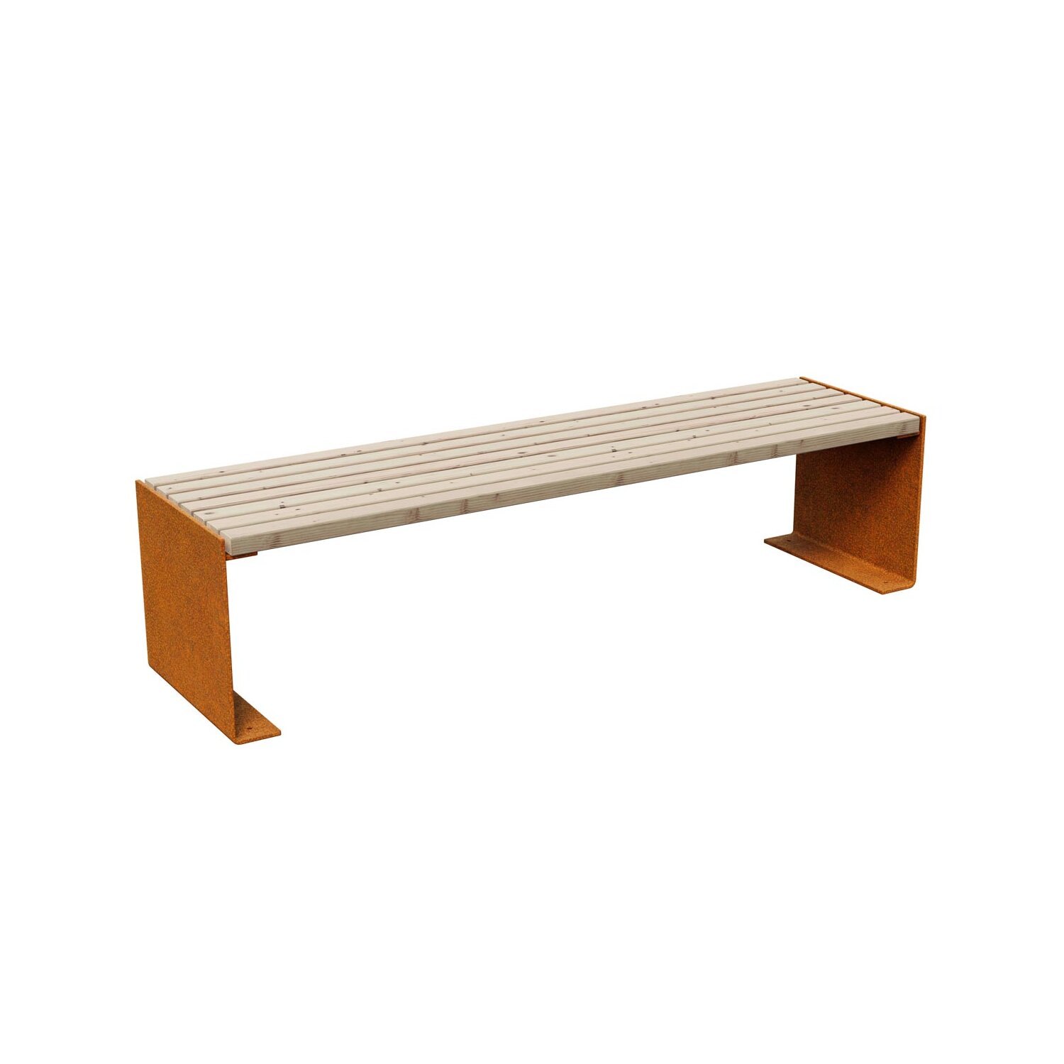 FLAB4  Stadtmobiliar: FLANCO B4 Corten Bank, rostiges Design-Objekt aus extra dickwandigen Corten-Stahl, Sitzfläche aus Fichtenholz doppelt matt lackiert, City Sitzbank 180x50x46 cm, made in EU ( Versand kostenfrei *) 	 
		 (Cortenstahl, Corten, Design, Rost)  
	