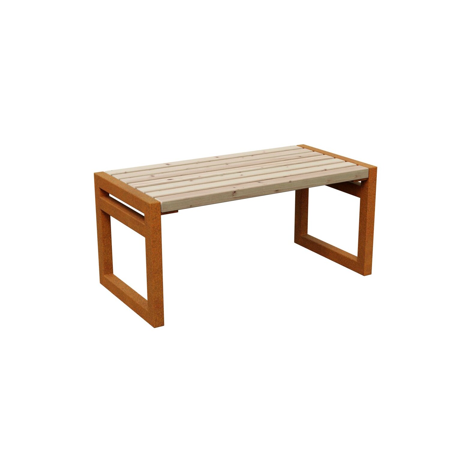 CUA2  Stadtmobiliar Bank: CUADRO 2 Corten Bank, rostiges Design-Objekt aus extra dickwandigen Corten-Stahl, Sitzfläche aus Fichtenholz doppelt matt lackiert, City Sitzbank 100x50x46 cm, made in EU ( Versand kostenfrei *) 	 
		 (Stadtmobiliar Bank. Cortenstahl, Corten, Design, Rost)  
	