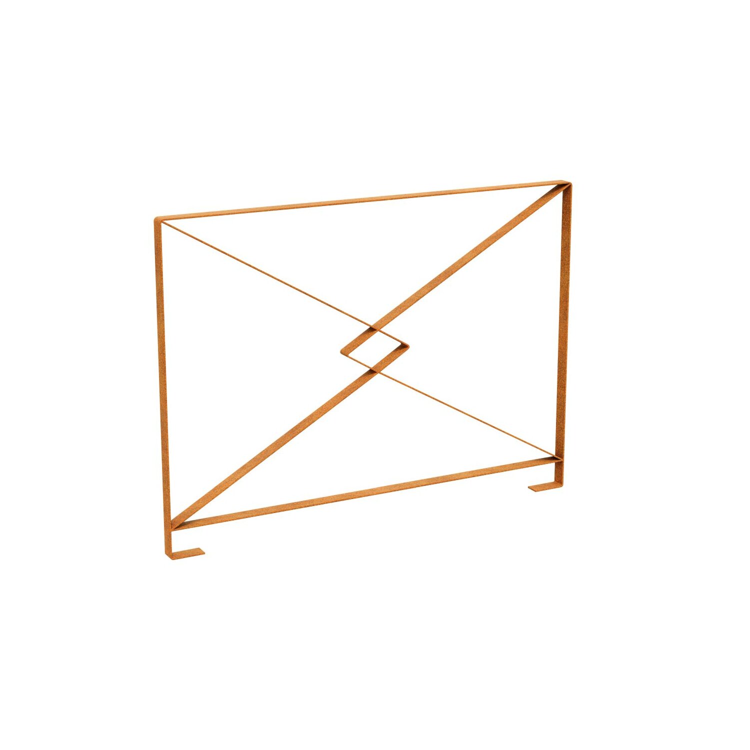 PLOT1  Stadtmöblierung: PLOTTO1 Corten Stadt-Barriere,  Geländer als rostiges Design-Objekt, Zaun aus Corten-Stahl, Zierzaun / Abrenzung 150x5x110 cm, made in EU 	 
		 (Cortenstahl, Corten, Design, Rost, Zaun, Abgrenzung)  
	