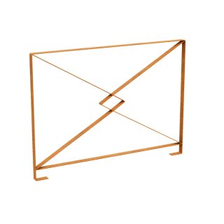 Stadtmöblierung: PLOTTO1 Corten Stadt-Barriere,  Geländer als rostiges Design-Objekt, Zaun aus Corten-Stahl, Zierzaun / Abrenzung 150x5x110 cm, made in EU