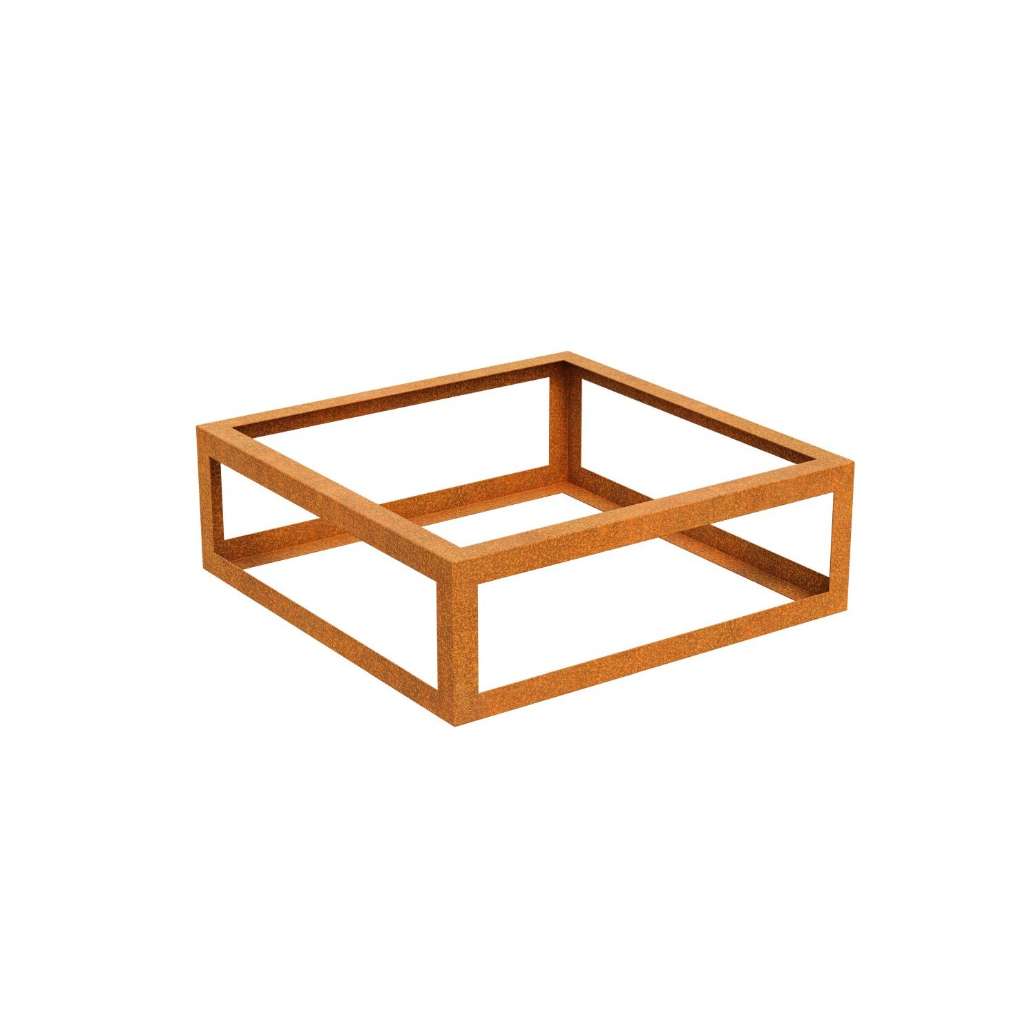 PAQ1  Corten PAQUETE VACIO 1 Beeteinfassung   / Zaun / Rank-Barriere / Beet-Schutz, offenes Rahmen-Design aus Corten-Stahl 90x90x30 cm, Materialdicke 2mm, made in EU 	 
		 (Cortenstahl, Corten, Design, Rost)  
	
