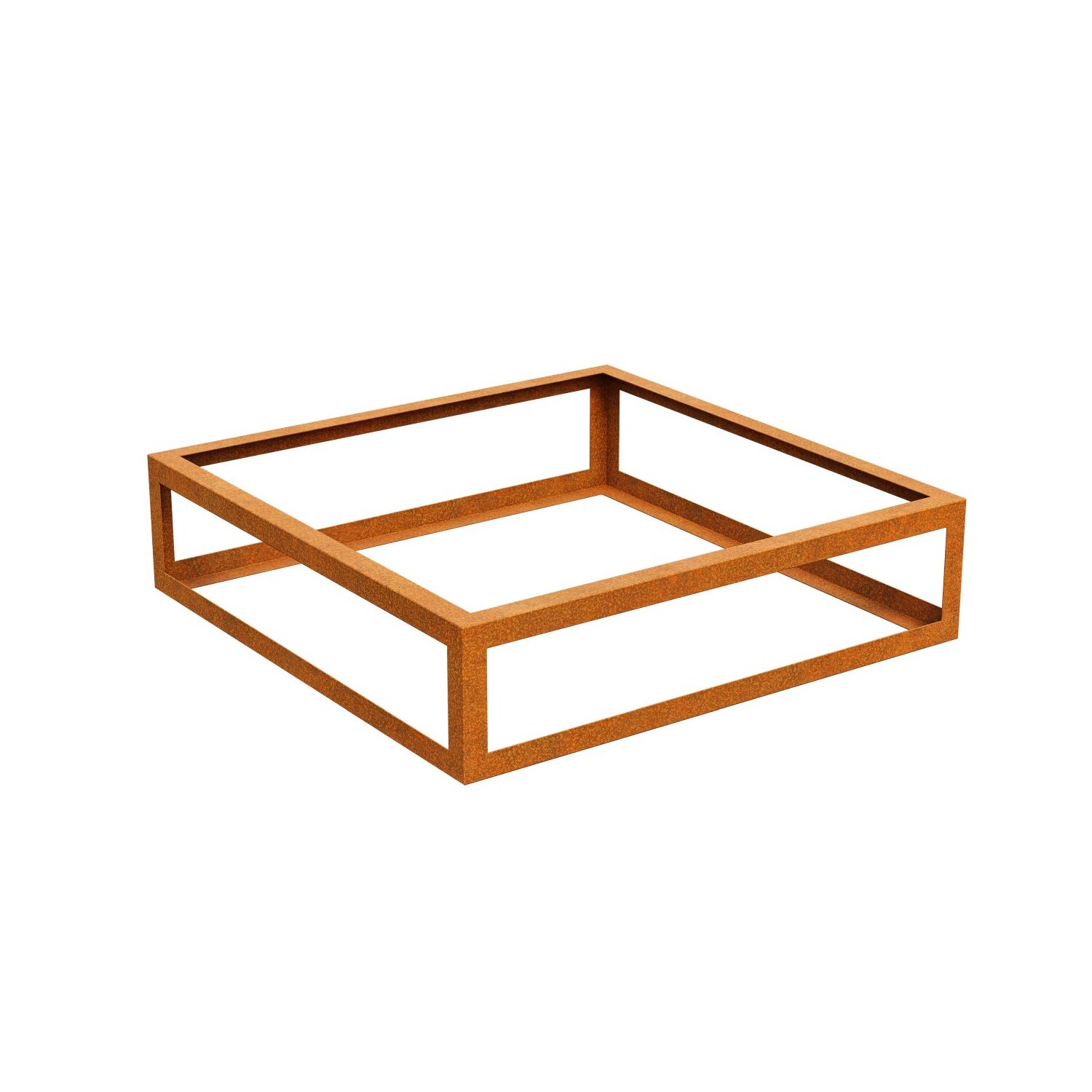 PAQ2  Corten PAQUETE VACIO 2 Beeteinfassung  / Zaun / Rank-Barriere / kommunaler Beet-Schutz, offenes Rahmen-Design aus Corten-Stahl 120x120x30 cm, Materialdicke 2mm, made in EU 	 
		 (Cortenstahl, Corten, Design, Rost)  
	