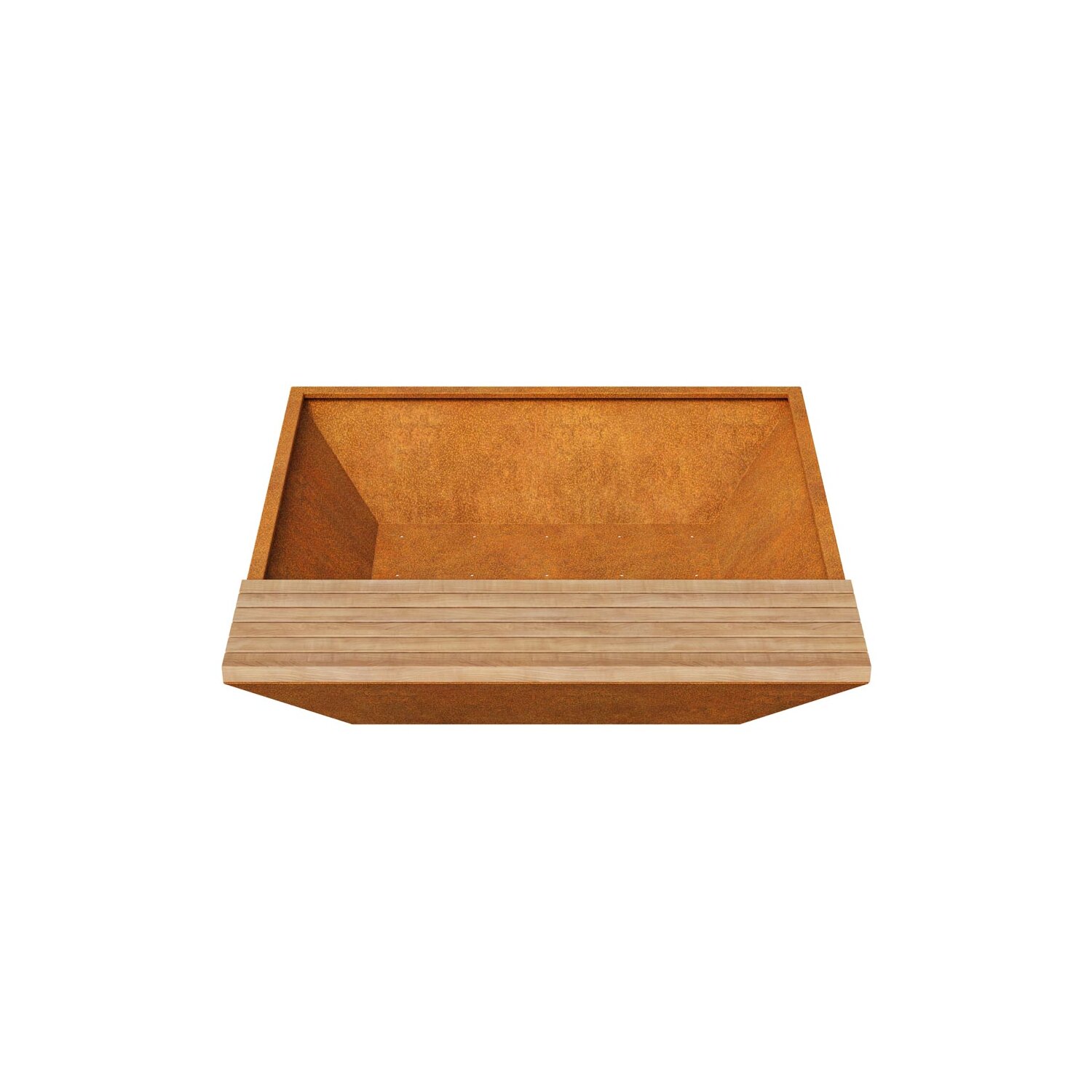 BAC5C  Stadtmöblierung: BASTIDOR 5C Corten Sitz-Bank, rostiges Design-Objekt aus Corten-Stahl, Materialdicke 2mm, City Pflanzbank 180x180x38 cm, made in EU (Versand kostenfrei *) 	 
		 (Cortenstahl, Corten, Design, Rost)  
	