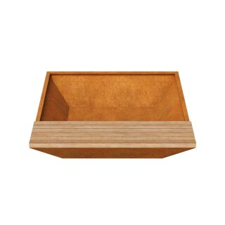 Stadtmöblierung: BASTIDOR 5C Corten Sitz-Bank, rostiges Design-Objekt aus Corten-Stahl, Materialdicke 2mm, City Pflanzbank 180x180x38 cm, made in EU (Versand kostenfrei *)