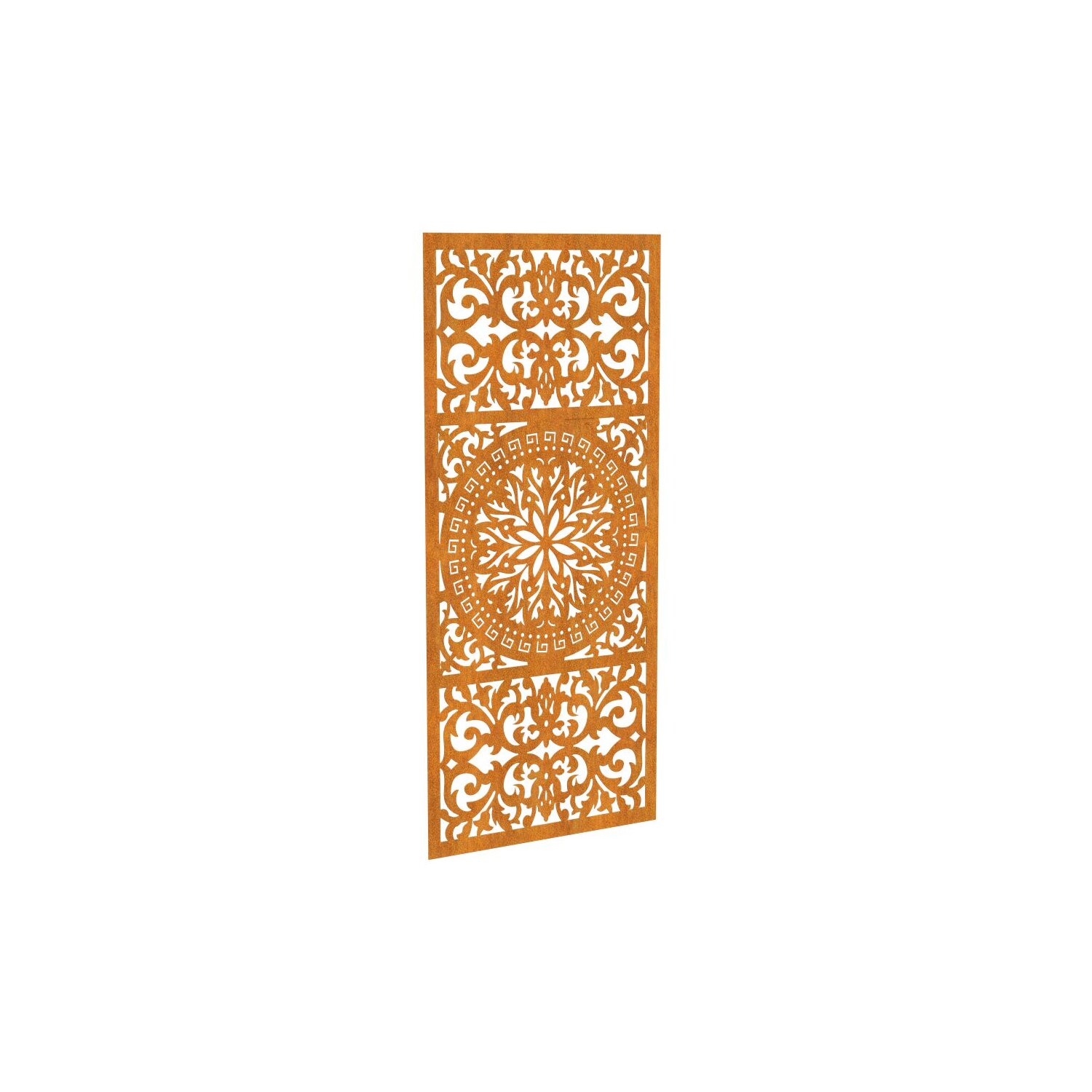 DECO5  DECORA 5 , lasercut Paneel Corten klassisch orientalisch, Raumtrenner im Außenbereich / Barriere / Zaun, rostige Sichtschutz-Wand aus Corten-Stahl 91x1x Höhe191cm, Materialdicke 2mm, made in EU 	 
		 (Cortenstahl, Corten, Design, Rost)  
	