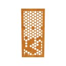 DECORA 8 Bienen-Wabe, lasercut Paneel Corten, Raumtrenner im Außenbereich / Barriere / Zaun, rostige Sichtschutz-Wand aus Corten-Stahl 91x1x Höhe191cm, Materialdicke 2mm, made in EU