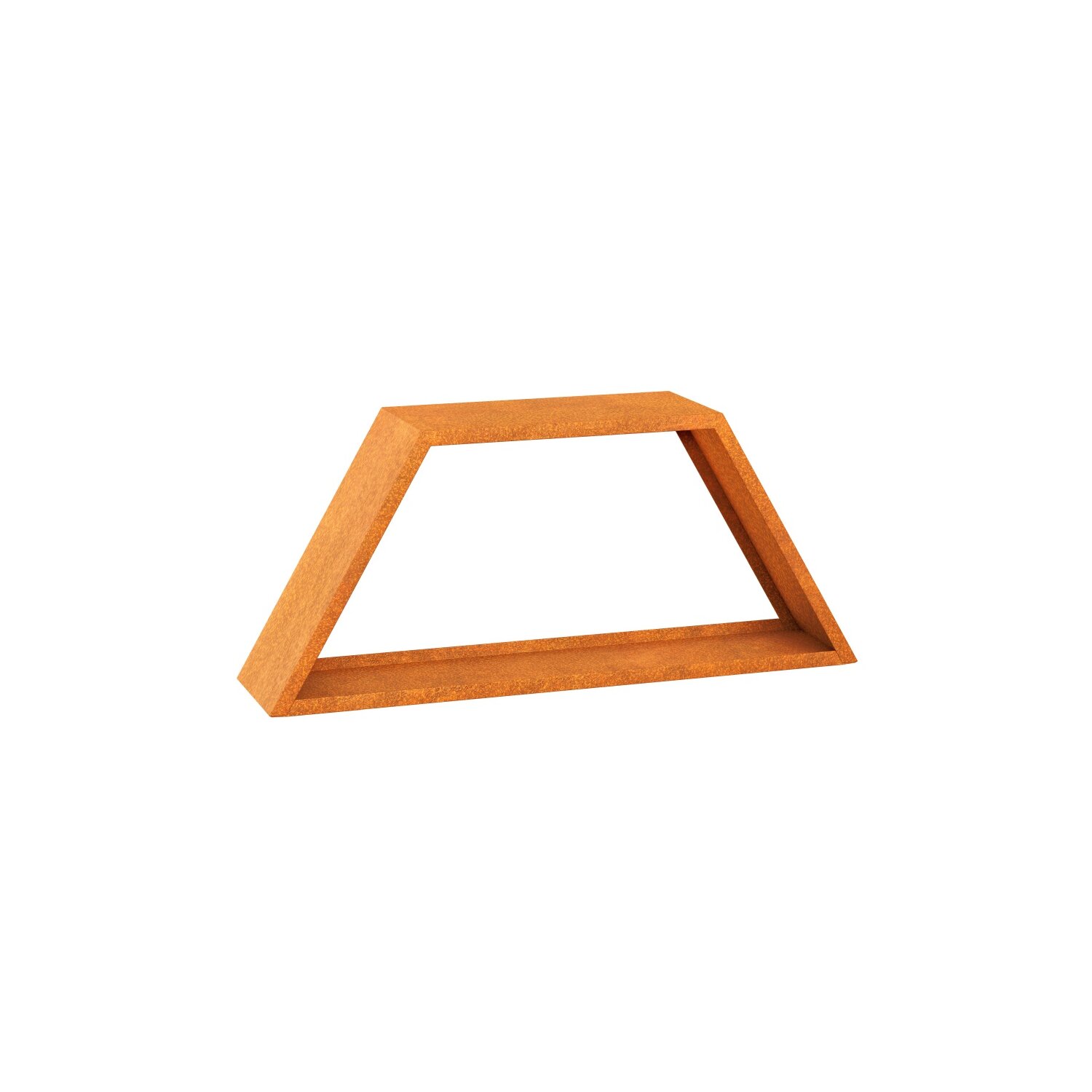 LENSKL6  LENA SKL TRAPEZ 1200 Corten Holzständer, rostiges Design-Objekt aus Corten-Stahl, Materialdicke 2mm,  Brennholzregal  metall,  witterungsbeständig  (für außen),120x40x52 cm,  Scheit-Holzregal made in EU 	 
		 (Design, Brennholzregal, Holzlege, Cortenstahl, Corten, Rost, Metall, außen, outdoor)  
	