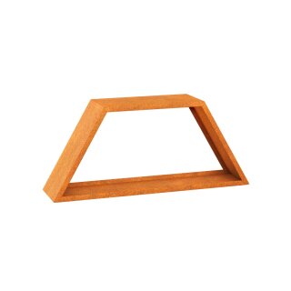 LENA SKL TRAPEZ 1200 Corten Holzständer, rostiges Design-Objekt aus Corten-Stahl, Materialdicke 2mm,  Brennholzregal  metall,  witterungsbeständig  (für außen),120x40x52 cm,  Scheit-Holzregal made in EU