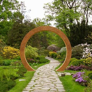 VENA 2 Corten Garten-Portal-Bogen XL, Garten-Tor / Torii modern , Design-Objekt aus  archaisch rostigem  Corten-Stahl, Materialdicke 2mm, 240x30x200 cm