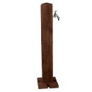 Garantia WOOD outdoor Wasser-Zapfsäule Darkwood / dunkle Holzstruktur – 100 x 25 x 25 cm Garten-Wasserhahn, täuschend echt aussehender und witterungs-unempfindlicher Kunststoff  mit 3/4" Zoll Chrom Metall-Auslaufhahn & Schlauchanschluss, made in Germany