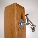 Garantia WOOD outdoor Wasser-Zapfsäule light wood / helle Holzstrukur – 100 x 25 x 25 cm Garten-Wasserhahn, täuschend echt aussehender und witterungs-unempfindlicher Kunststoff  mit 3/4" Zoll Chrom Metall-Auslaufhahn & Schlauchanschluss, made in Germany