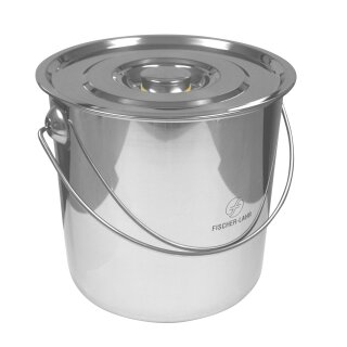 FISCHER-LAHR Edelstahl AISI 304 Honig-Eimer 21 Liter (~29,4 kg Honig), mit Edelstahl-Deckel, lebensmittelecht, für Honig und Lebensmittel wie Fette / Öl, Konditorei-Pasten, kleine Vorteige, Soßen, Umfüll-Eimer Getränke, Küchen-, Gastro- oder Futter-Eimer