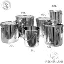 FISCHER-LAHR Edelstahl AISI 304 Honig-Eimer 21 Liter (~29,4 kg Honig), mit Edelstahl-Deckel, lebensmittelecht, für Honig und Lebensmittel wie Fette / Öl, Konditorei-Pasten, kleine Vorteige, Soßen, Umfüll-Eimer Getränke, Küchen-, Gastro- oder Futter-Eimer