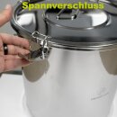 FISCHER-LAHR Edelstahl AISI 304 Honig-Lager-Behälter 50 Liter (~70 kg Honig), mit Edelstahl-Deckel und Spannverschluss, lebensmittelecht, für Honig und Lebensmittel wie Fette, Konditorei-Pasten,  Umfüll-Eimer Getränke, Küchen-, Gastro- oder Futter-Eimer
