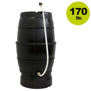 YERD Regenfass Set: 170 l Regentonne Wassertank, schwarz, Fass mit passendem Untergestell 170 Liter (100 cm Hoch)