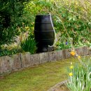 YERD Regenfass Set: 170 l Regentonne Wassertank, schwarz, Fass mit passendem Untergestell 170 Liter (100 cm Hoch)