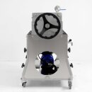 Schichtenfilter: Weinfilter-Maschine,  20x20 Weinfilter, inkl. 21 Filterplatten - geeignet für max.20 Tiefenfilter-Schichten,  inkl. Pumpe, Edelstahl-Gehäuse, fahrbar, made in EU  (versandkostenfrei *)