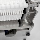 Schichtenfilter: Weinfilter-Maschine,  20x20 Weinfilter, inkl. 21 Filterplatten - geeignet für max.20 Tiefenfilter-Schichten,  inkl. Pumpe, Edelstahl-Gehäuse, fahrbar, made in EU  (versandkostenfrei *)