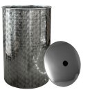 B-Ware Fischer-Lahr® konfigurierbarer Grundtank: Fischer Serie Q 200 Liter ALTE VERSION, Edelstahlbehälter rund, Basis variabel für Immervolltank oder Saftfass, Edelstahl-Fass offen inkl. Deckel ohne Schwimmdeckel - RESTPOSTEN