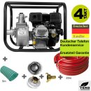 YERD Wasserpumpe GartenSet 2 mit 2-Zoll Anschluss (!)  Set: Benzin Wasserpumpe YERD TKB50 5,5 PS 4-Takt OHV Motor, selbstansaugend mit 5m Ansaugschlauch 2" Zoll + 20m Gartenschlauch 1" Zoll + Adapter auf System GEKA