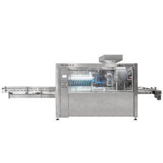 Flaschenfüller Bier: automatische lineare Gegendruck-Abfüllanlage TROXLER TAL V4, mit 4 , 6, 8, 10, 12, 14, 16 oder 20  Füllventilen, keine Wartezeit bei der Zuführung, automatiascher Flaschen-Abfüller für bis zu 4000 Flaschen/h, made in Germany
