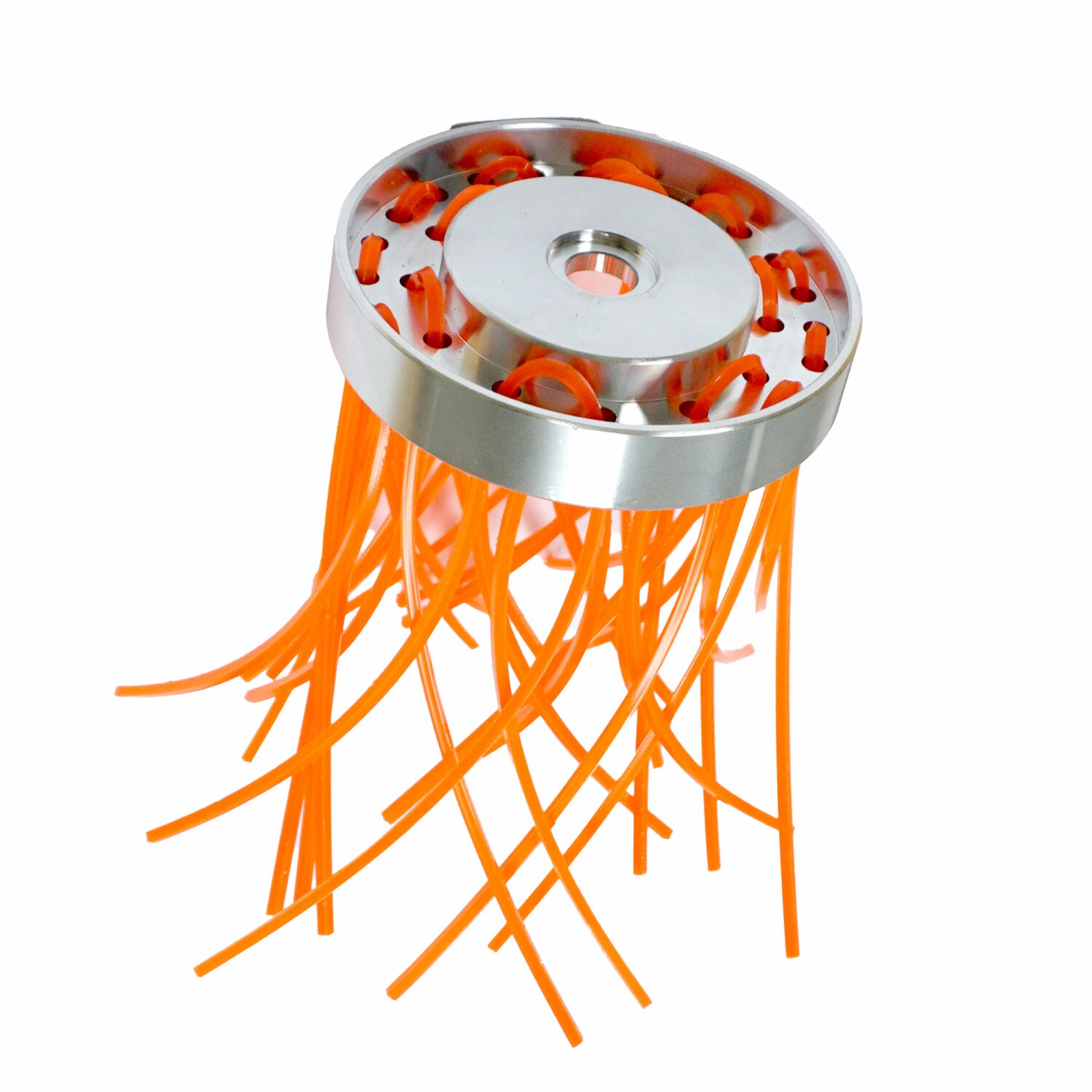 6-875NV  YERD Universal Aluminum Fadenkopf - Wild Unkrautbürste, für 2 bis zu 18 (x2) Fäden, für alle gängigen Motorsensen ab 2PS, Adapter für 20mm und 1" Zoll Aufnahme 	 
		 (Mähkopf, Fadenkopf, Universal Fadenkopf, Bürstenkopf, Freischeiderfadenkopf, Pflasterbürste, Taifun Ersatz, Wildkrautbürste, Unkrautbürste, mit seitlichen Fäden)  
	