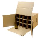 12-facher Wein-Flaschen Versandkarton  ca. 40 x 45 x 32,5 cm , Standard Weinkarton mit  12er Facheinlage (12 x Gefache), 0,75 L PTZ-Versandverpackung zertifiziert für DHL und UPS (auch für 0,5 L und 1 Liter Flaschen geeignet - siehe genaue Flaschentypen)