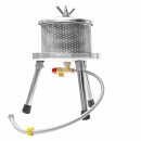 Fischer-Lahr® Mini Profi-Hydropresse FP6INOX: Wasserdruck-Presse 6 Liter, komplett aus Edelstahl, Apfelpresse / Obstpresse / Mostpresse, Tisch-Maischepresse für Haushalt, Gastro & Labor, mit Profi Hydrodruck-Technik, mit verstärktem Edelstahl-Deckel