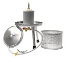 Fischer-Lahr® Mini Profi-Hydropresse FP6INOX: Wasserdruck-Presse 6 Liter, komplett aus Edelstahl, Apfelpresse / Obstpresse / Mostpresse, Tisch-Maischepresse für Haushalt, Gastro & Labor, mit Profi Hydrodruck-Technik, mit verstärktem Edelstahl-Deckel