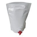 Bag in Box STAFFELPREISE beachten:  Standbeutel 1,5 Liter für Fruchtsaft, VITOP-kompatibler Auslauf, neutral weiß und lichtschützend, lebensmittelecht,  ideal zum bekleben mit eigenen Etiketten, Stand-Alone Beutel bzw. Tasche mit Tragegriff, made in EU