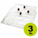 (ab 0,58 EUR - STAFFELPREISE BEACHTEN!) Bag in Box: 3 Liter Beutel mit VITOP Verschluss, Auslauf mittig, Saftbeutel transparent