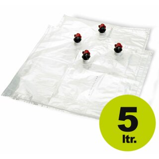 (ab 0,65 EUR - STAFFELPREISE BEACHTEN!) Bag in Box: 5 Liter Beutel, transparent, VITOP Verschluss mittig
