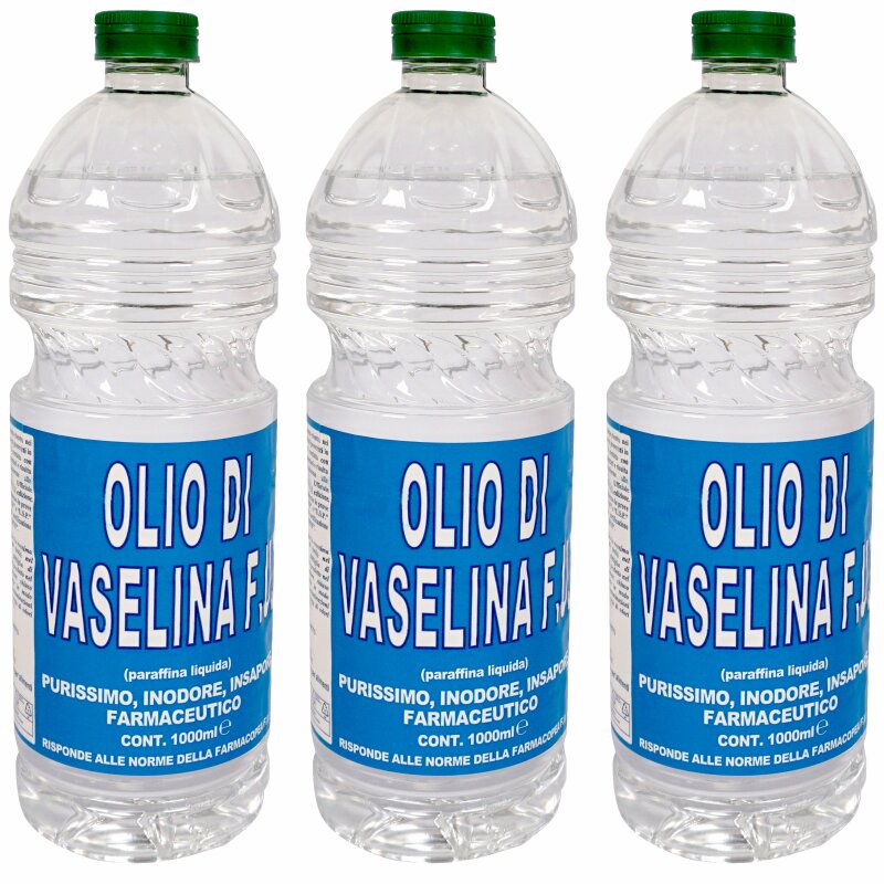 520Völ3000 /  Vaseline-Öl (neue Verpackung): Medizinisch reines Vaselineöl lebensmittelecht 3x 1000 ml (Lebensmittelqualität Anwendung z.B. in Saftfass), alkoholbeständig